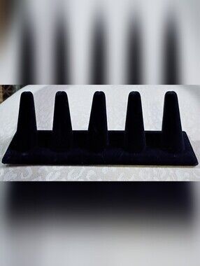 Velvet Ring Display Stand in Black - 5-Tier Finger Holder